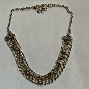 Brighton vintage Crystal‎ Luxe silver and Swarovski crystal bib collar necklace